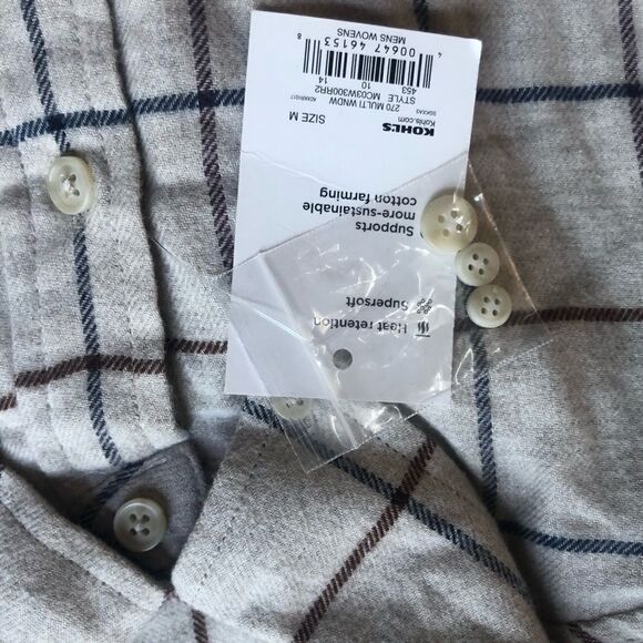 CROFT & BARROW Flannel Shirt, Tan/Beige Size M NWT - Picture 4 of 7